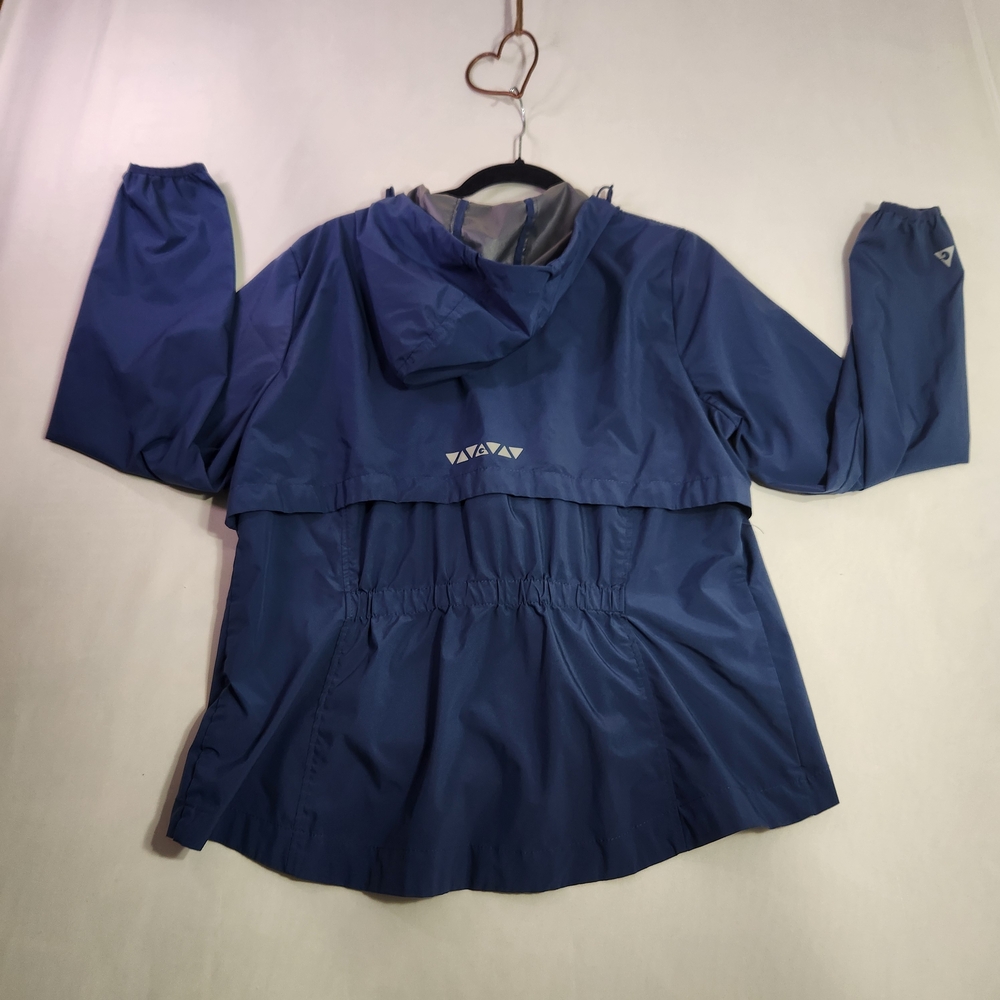 ⭐️Gerry Women's Packable Rain Jacket Blue Hooded Windbreaker Waterproof Large - Picture 2 of 6